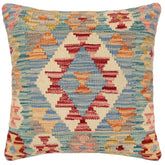 handmade Traditional Pillow Red Blue Hand-made SQUARE 100% WOOL  Hand woven turkish pillow  2 x 2